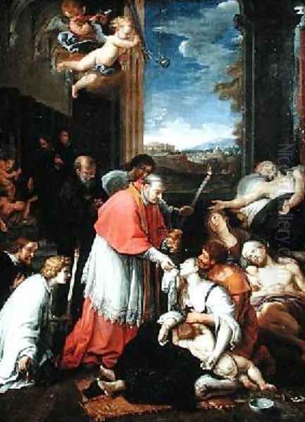 St Charles Borromeo 1538-84 Administering the Sacrament to Plague Victims in Milan in 1576 - view 1