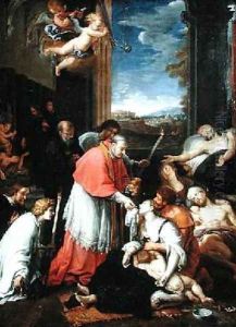 St Charles Borromeo 1538-84 Administering the Sacrament to Plague Victims in Milan in 1576