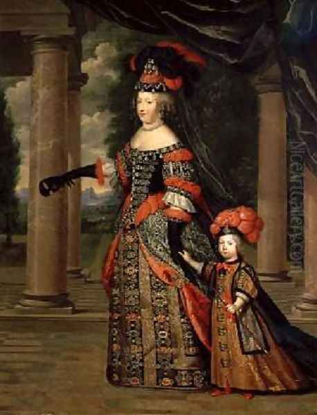 Maria Theresa 1638-83 wife of Louis XIV with her son the Dauphin Louis of France 1661-1711 after 1661 - view 1