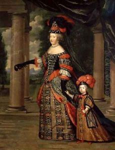 Maria Theresa 1638-83 wife of Louis XIV with her son the Dauphin Louis of France 1661-1711 after 1661