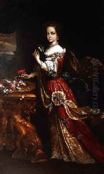 Portrait of a lady possibly Henrietta Anne Duchess of Orleans 1644-70 daughter of Charles I - view 1