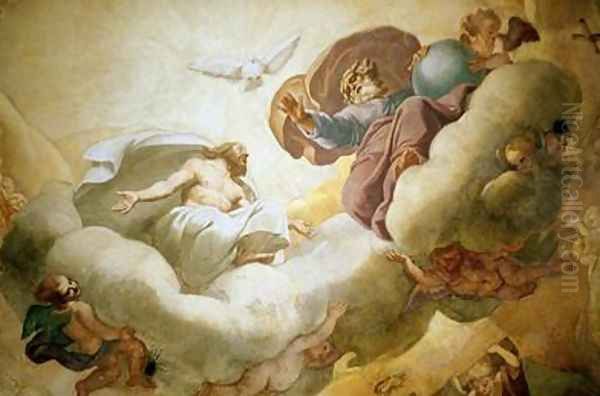 Detail of the painting of the interior of the dome depicting the Holy Trinity 1663-65 - view 1