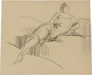 Femme Assise Sur Un Divan