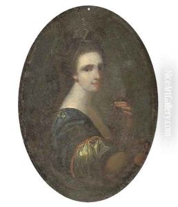 Portrait of a lady, holding grapes in her left hand