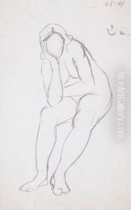 Estudio De Desnudo Femenino Sentado