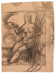 Etude De Femme Nue Assise by Julio Gonzalez