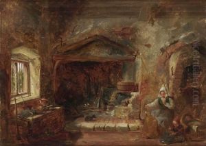 Bauernfamilie In Der Kuche.