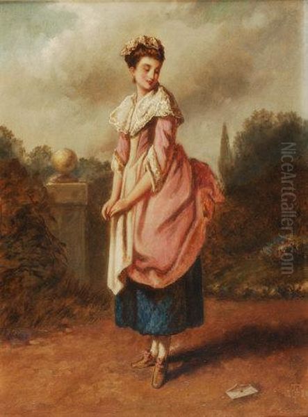 Coy Young Lady In A Formal Garden - view 1