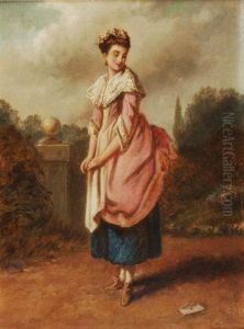 Coy Young Lady In A Formal Garden by Frederick Goodall