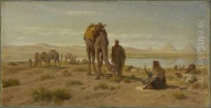Rastendes Hirtenpaar Mit Kamelen Und Schafen by Frederick Goodall