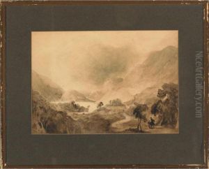 Travellers In A Highland Landscape by Frederick Goodall