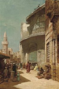 A Street Scene In Cairo by Frederick Goodall