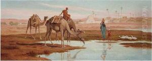 Travellers By The Nile by Frederick Goodall