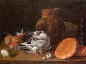 Still Life with Pigeons, Onions, Bread and Kitchen Utensils 1772
