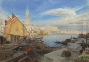 Venice, Before The Fall Of The Campanile by Albert Goodwin