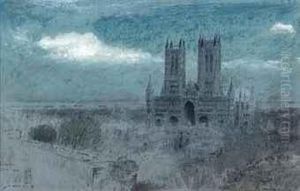Lincoln Cathedral In The Evening Light by Albert Goodwin