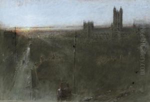 Sunset, Down The High Street, Canterbury by Albert Goodwin