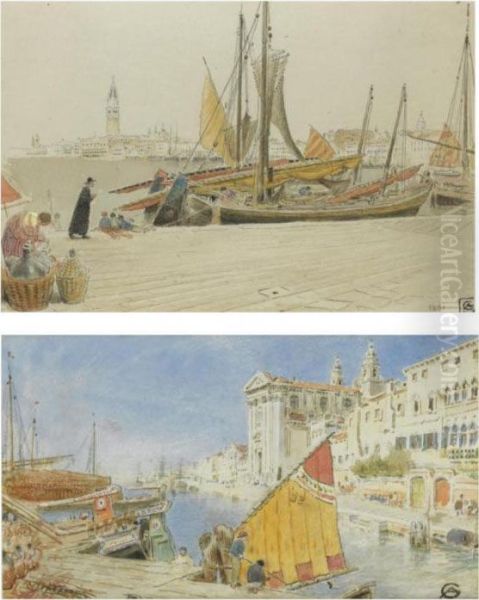 The Church Of The Jesuits,
Venice; Venetian Boats, From The Englishgarden; Venetian Fishing Boats - view 1