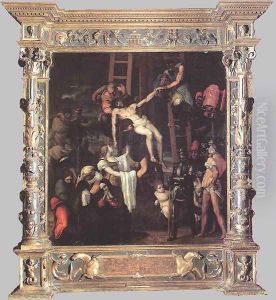 Descent from the Cross (with original frame) 1547 by Pedro Machuca