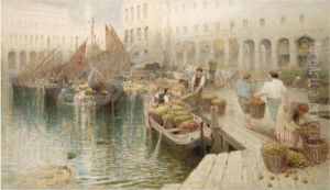 The Venetian Fruit Market by Albert Goodwin