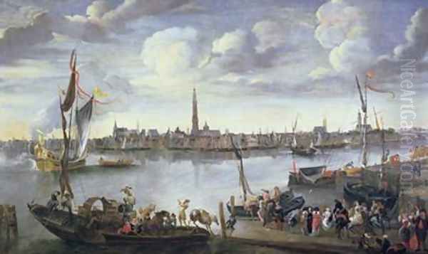 Antwerp from the Further Bank of the Scheldt - view 1