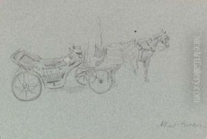 Study Of A Horse-drawn Carriage by Albert Goodwin