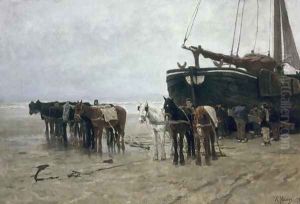 Boat on the Beach at Scheveningen, 1876 by Anton Mauve