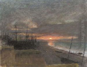 Sunset On The Shore by Albert Goodwin