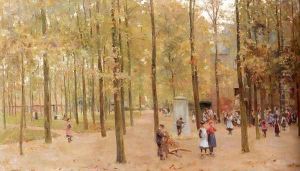 The Brink In Laren With Children Playing by Anton Mauve