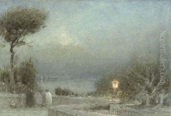A Garden, Naples And Vesuvius - view 1