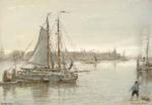 The Harbour At Dordrecht, Holland by Albert Goodwin