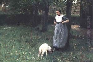 Larener Woman with a Goat, c.1885 by Anton Mauve