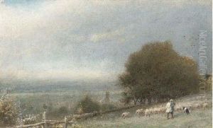 Driving Sheep, Winchester by Albert Goodwin