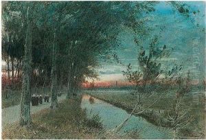 The Nun's Walk, Bruges by Albert Goodwin