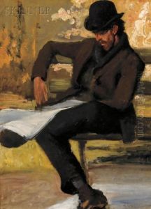 Man Reading On A Park Bench