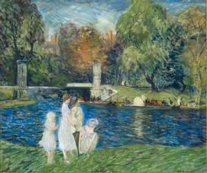 At The Swanboats In The Boston Public Garden by Arthur C. Goodwin