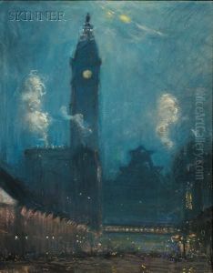 Philadelphia City Hall At Night by Arthur C. Goodwin
