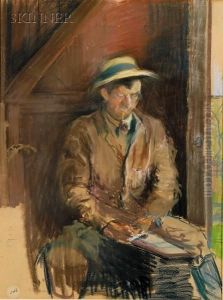 Portrait Of A Man, Possibly The Artist, And Landscape/ Adouble-sided Composition