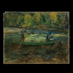 . Twomen In A Canoe.
