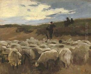 A shepherd and his flock by Anton Mauve