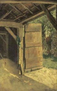 De staldeur A sunny farmyard by Anton Mauve