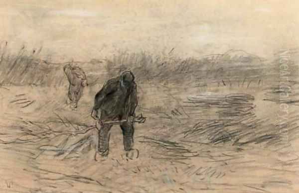 Gathering wood - a study - view 1