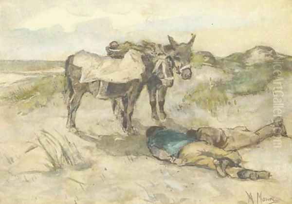 Welcome shade donkeys and their keepers in the dunes - view 1