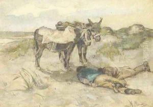 Welcome shade donkeys and their keepers in the dunes by Anton Mauve