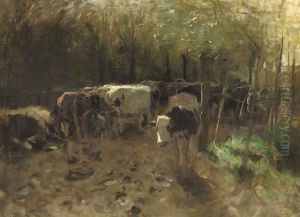 De Koeienbocht a herd of cows on a country path by Anton Mauve