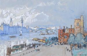 A View Of The Houses Of Parliament And Lambethpalace, London by Konstantin Ivanovich Gorbatov