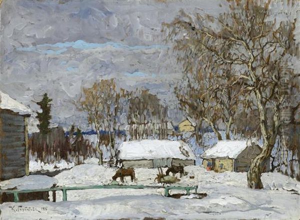 Winter Landscape With Horses - view 1