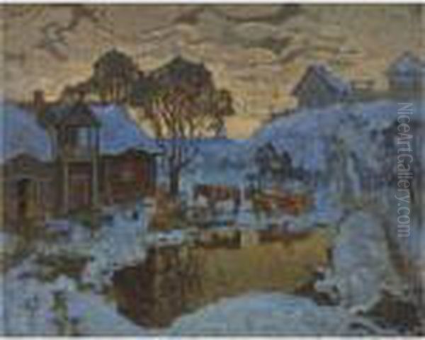 Winter Village At Dusk - view 1