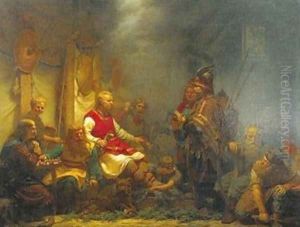 King Aella's messenger before Ragnar Lodbrok's sons 1857 by Johan August Malmstrom
