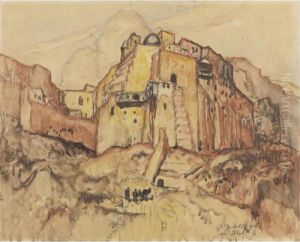 View Of Mar Saba by Konstantin Ivanovich Gorbatov